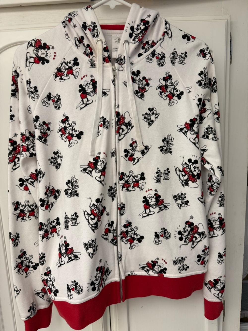 Disney White Hoodie with Black and Red Mickey Print